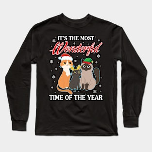 Cats Dance Together It's The Most Wonderful Time Of The Year Long Sleeve T-Shirt